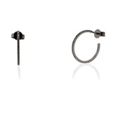 Cercei Pave de diamante negre 0.40ct din aur alb rodiat de 18k